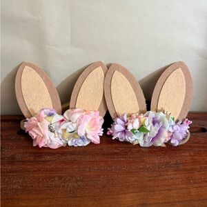 Easter Cloth Bunny Ear Flowers Headbands Easter Day Festive Long Ears Hair Hoop